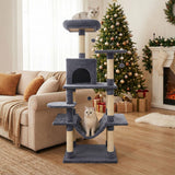 Tangkula 58 Inch Multi-Level Cat Tree Soft Plush Cat Tower with Padded Top Perch