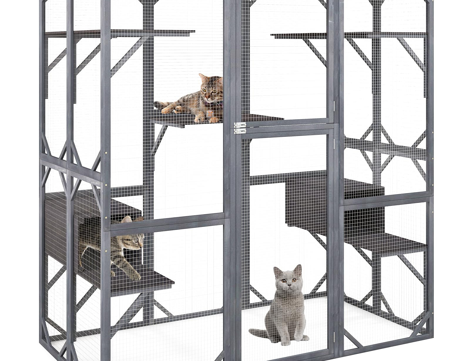 4-Tier Cat Litter Box Enclosure Corner Cat House with Door