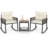 Tangkula 3 Piece Patio Rocking Bistro Set