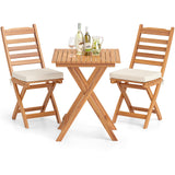 Tangkula Outdoor Wood Bistro Set