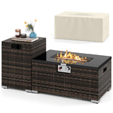 Tangkula 2-Piece Outdoor Rattan Fire Table Set