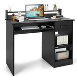 Tangkula White Computer Desk with Drawer & Keyboard Tray