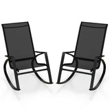 Tangkula Outdoor Rocking Chairs Set of 2/4, Patio Sling Fabric Rockers with Ergonomic Backrest & Seat