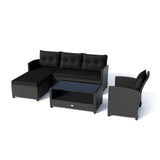 Tangkula 4 Pieces Rattan Conversation Set | Lounge Sofa Set with Coffee Table