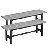 Tangkula 47" Outdoor Garden Bench, 2-Person Patio Park Bench with HDPE Slatted Seat & Metal Frame