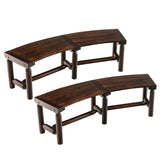 Tangkula Patio Curved Bench, Carbonized Wood Dining Bench for Round Table, Spacious & Slatted Seat