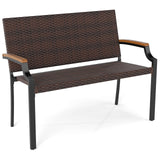 Tangkula Stackable Patio Wicker Loveseat Bench