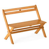 Tangkula Foldable Acacia Wood Outdoor Bench
