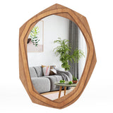 Tangkula Irregular Wood Framed Mirror, 35" x26" Large Farmhouse Decorative Mirror