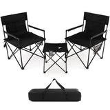Tangkula 3 Piece Camping Chairs with Table, Portable Folding Lawn Chair with Side Table, Carrying Bag