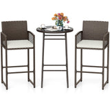 Tangkula 3 Piece Patio Bar Set for Backyard Poolside Porch