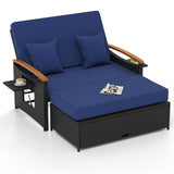 Tangkula Patio Rattan Daybed with 4-Level Adjustable Backrest