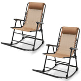 Outdoor Folding Rocking Chair, No Assembly Required, Foldable Rocker Recliner with Headrest