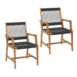 Tangkula Acacia Wood Patio Dining Chairs Set