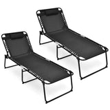Tangkula Widen Folding Chaise Lounge Chair Set of 2