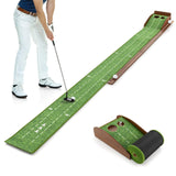 Tangkula 10 FT Golf Putting Green, 2/3-Hole Golf Putting Practice Mat with Auto Ball Return for Indoors & Outdoors