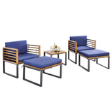 Tangkula 5 Piece Patio Chair Set, Acacia Wood Chair Set