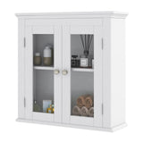 Tangkula Bathroom Wall Cabinet with Tempered Glass Doors, Wall Mounted Storage Cabinet