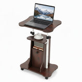 Tangkula Height Adjustable Laptop Table with Tilting Tabletop & Storage Shelves