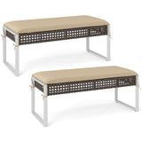 Tangkula Outdoor Ottoman, Patio Rattan Heavy Duty Wicker Footrest