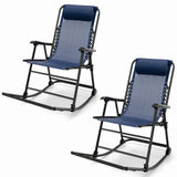 Outdoor Folding Rocking Chair, No Assembly Required, Foldable Rocker Recliner with Headrest