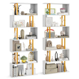 Tangkula 6-Tier Geometric Bookcase, 74.5-Inch S-Shaped Bookshelf with Metal Frame