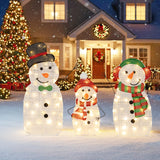 Tangkula 3-Piece Christmas Lighted Snowman Family Decoration