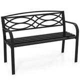 Tangkula Geometric Style Outdoor Metal Garden Park Bench for 2