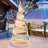 Tangkula 5 FT Lighted Pre-lit Christmas Cone Tree, Artificial Spiral Conic Tree w/300 Warm White & 250 Cold White LED Lights
