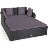 Outdoor Rattan Daybed, Sunbed Wicker Furniture w/Spacious Seat