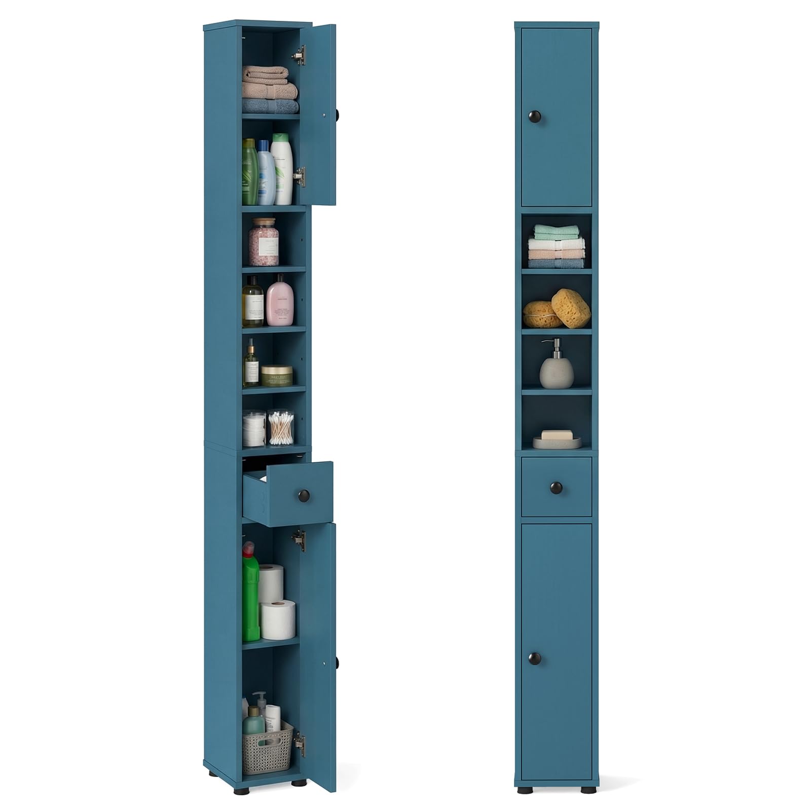 Tangkula Tall Slim Bathroom Storage Cabinet, 71" Freestanding Bathroom Cabinet Organizer