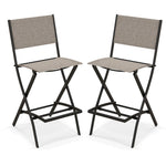 Counter Height Folding Bar Chairs with Back and Footrest - Tangkula
