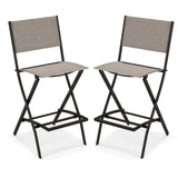 Counter Height Folding Bar Chairs with Back and Footrest - Tangkula