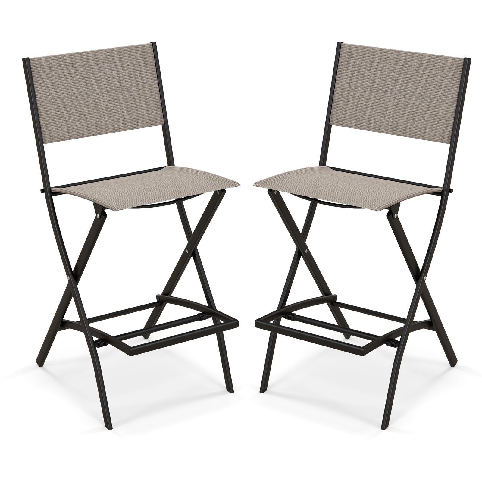 Counter Height Folding Bar Chairs with Back and Footrest - Tangkula