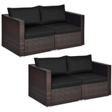 Wicker Loveseat 2 Piece, Patio Furniture Couch with Removable Cushions