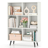 Tangkula 7-Cube Bookcase Modern Storage Bookshelf with 4 Tapered Metal Legs & 2 Anti-Tip Kit