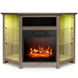 Tangkula Fireplace Corner TV Stand with LED Lights & Smart APP Control for 50 Inches TV