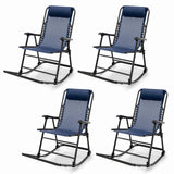 Outdoor Folding Rocking Chair, No Assembly Required, Foldable Rocker Recliner with Headrest
