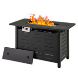 Tangkula Outdoor Propane Fire Pit Table with Lava Rocks
