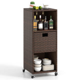 Tangkula Rattan Outdoor Storage Cabinet with 3 Shelves