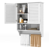 Tangkula Wall Mounted Bathroom Cabinet with Open Shelf & Bar