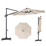Tangkula 10ft Patio Umbrella 35 LED Lights Aluminum Pole 360 Degree Rotation