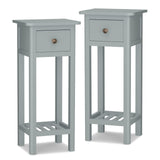 Tangkula Small Side Table for Small Spaces, Farmhouse Acacia Wood Slim End Table