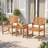 Tangkula 3 Pieces Patio Acacia Wood Bistro Set w/ Square Coffee Table