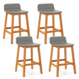 Tangkula Solid Acacia Wood Bar Stools Set of 2/4