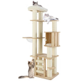 Tangkula Multi Layer Wood Cat Tower with Scratching Posts