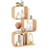 Tangkula Bamboo Geometric Bookshelf