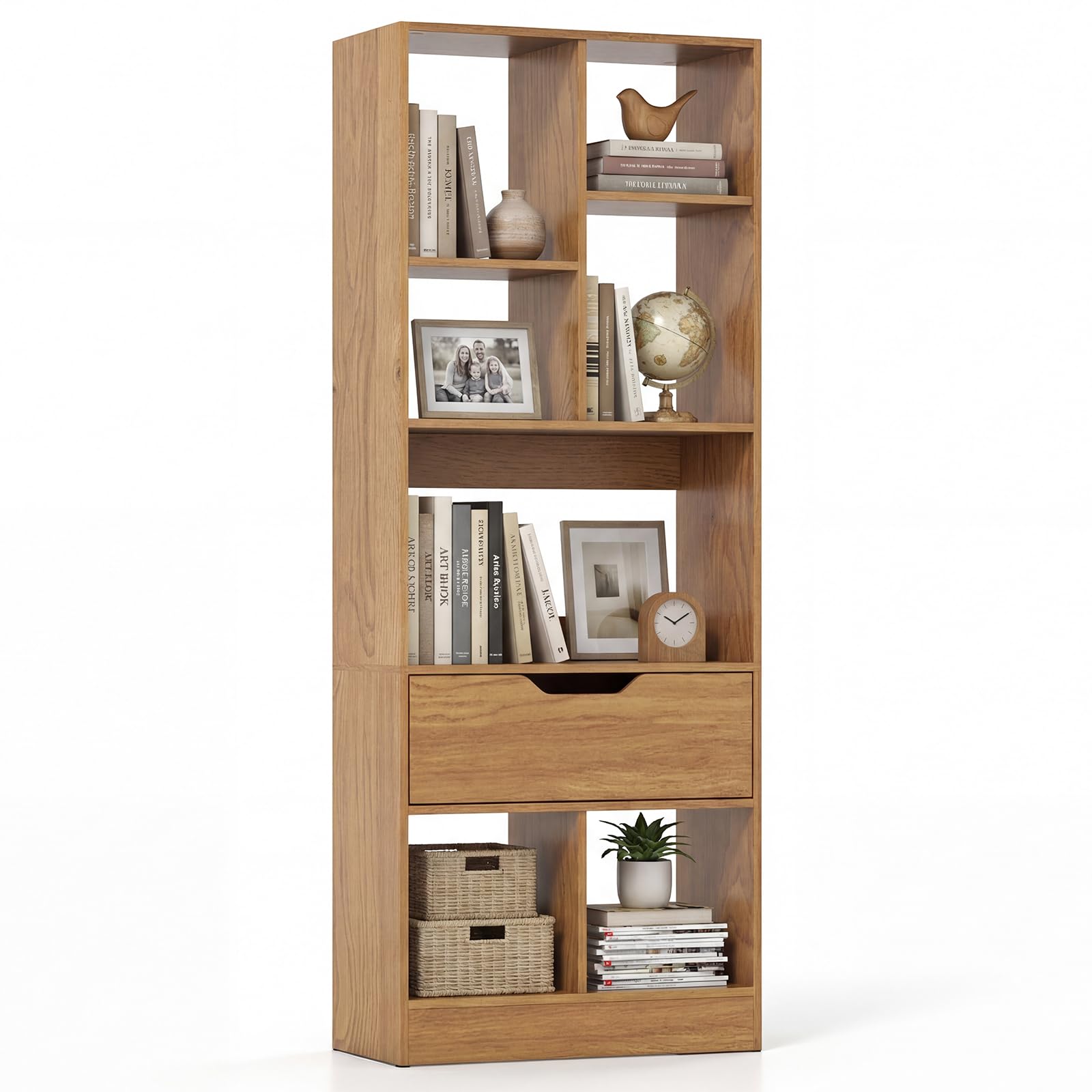 Tangkula 51” Tall Open Bookcase with Drawer(1/2)