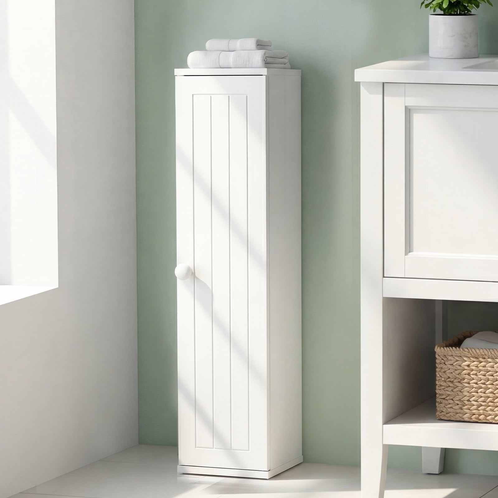 Tangkula Slim Bathroom Storage Cabinet with Door