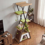 Tangkula 73 Inch Tall Cat Tree Modern Wood Cat Tower